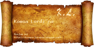 Komsa Loréna névjegykártya